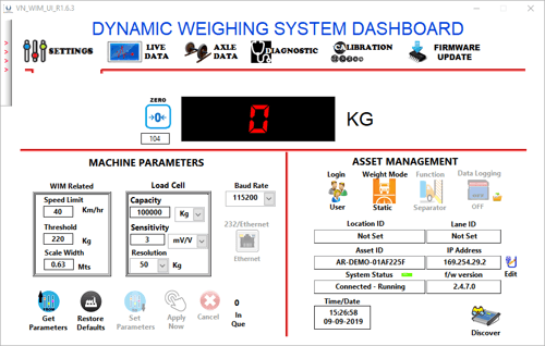 dynamic weighing system dashboard